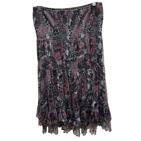 Lapis Dresses & Skirts - Lapis women’s tiered boho skirt smocked Whimsigoth floral grunge medium-large